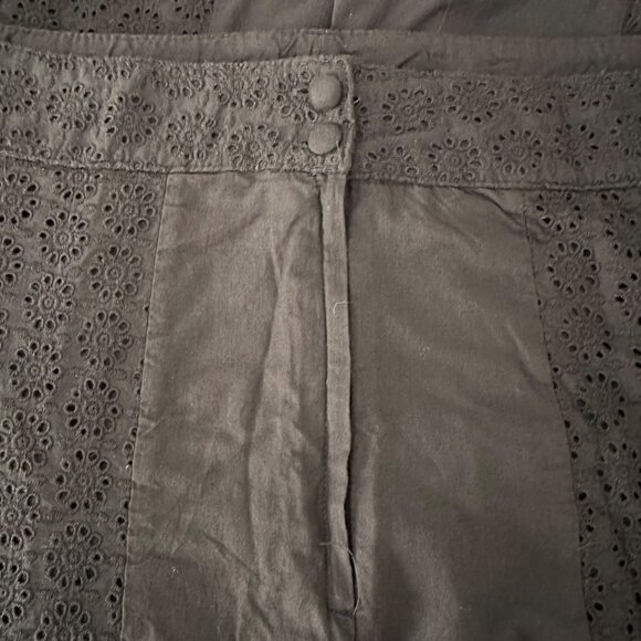 H&M A Line Mini Skirt Eyelet Insert Cotton Minimalist Black Sz 14 NWT - Picture 3 of 7